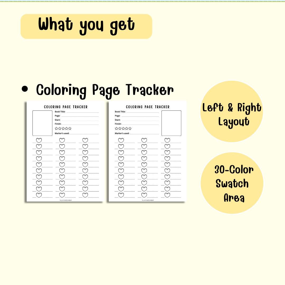 Coloring Page Tracker Printable | Color by Number Tracker | 30 Color ...