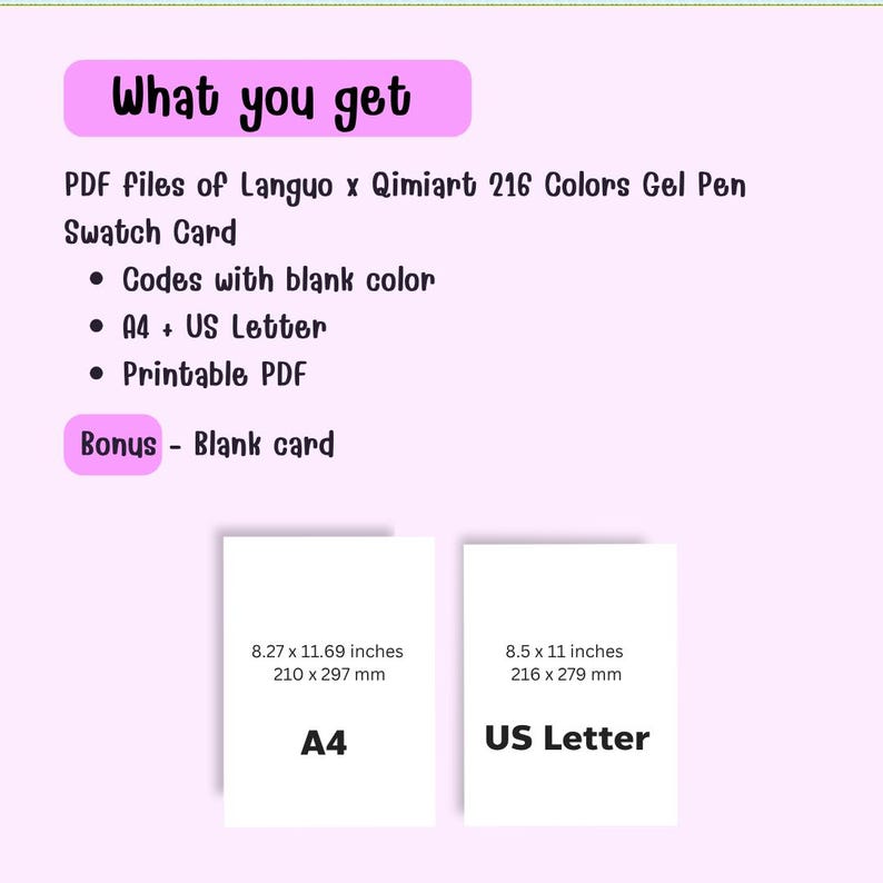 Languo 216 Gel Pen Swatch Card, Color Code Chart for Languo X Qimiart ...