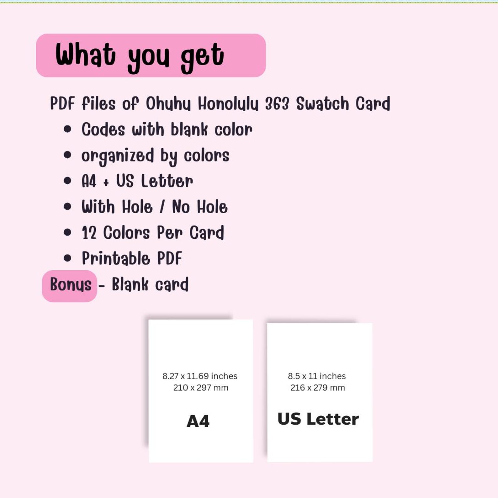 Ohuhu 363 Honolulu Swatch Cards | Printable Marker Swatch Templates ...