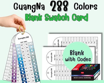 Stalenkaart GuangNa 288 Marker | Afdrukbare blanco kleurenkaart | A4 en US Letter, pdf | Kunstvoorraad voor liefhebbers van acrylmarkers