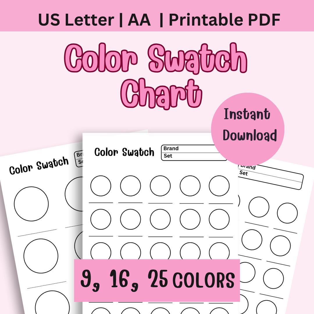 Color Swatch Chart Printable | Printable Marker & Pencil Swatch Pages ...