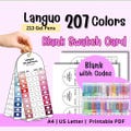 Languo 213 Gel Pens 207 Colors Swatch Card Template Printable PDF, Languo Gel Pen Color Chart A4 US Letter product logo