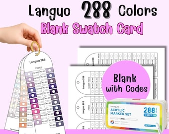 Languo 288 kleurstaalkaart | Blanco afdrukbare markeringskaart met codes | Afdrukbare pdf | A4 en US Letter