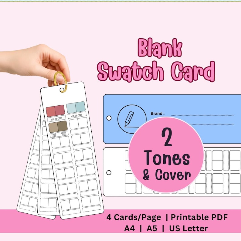 Blank Swatch Card Printable | 2 Tones Color Card Template | 12 Color ...
