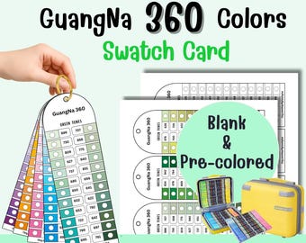 GuangNa 360 Swatch Cards | Printable Color Chart PDF | Blank & Pre-Colored | A4, US Letter | Marker Organizer Tool