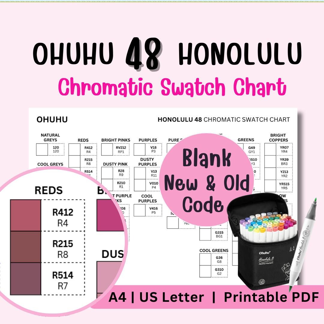 Ohuhu 48 Honolulu Swatch Chart Printable | New and Old Codes ...
