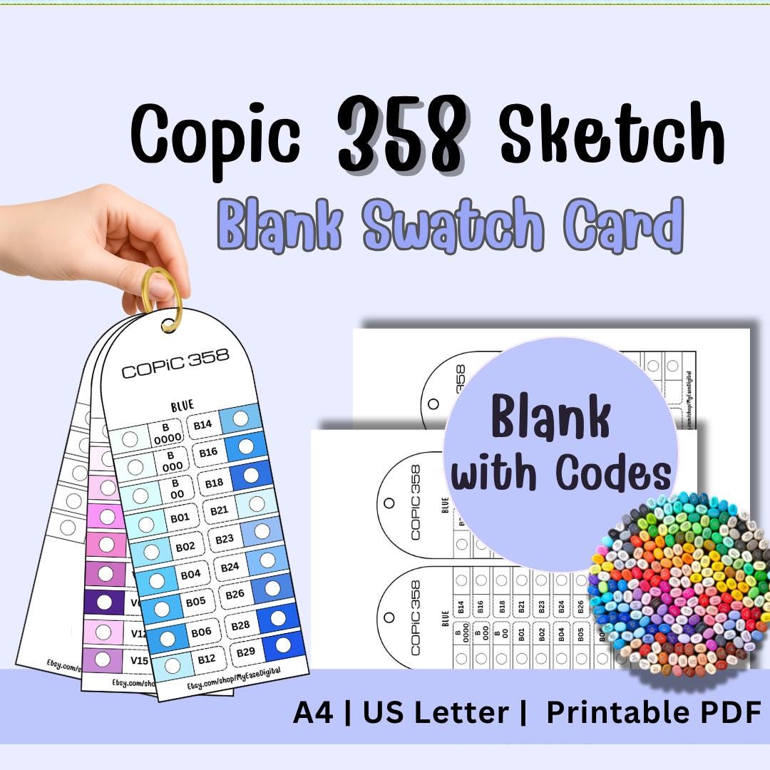 Copic Sketch 358 Swatch Chart Printable PDF | Blank With Pre-printed ...