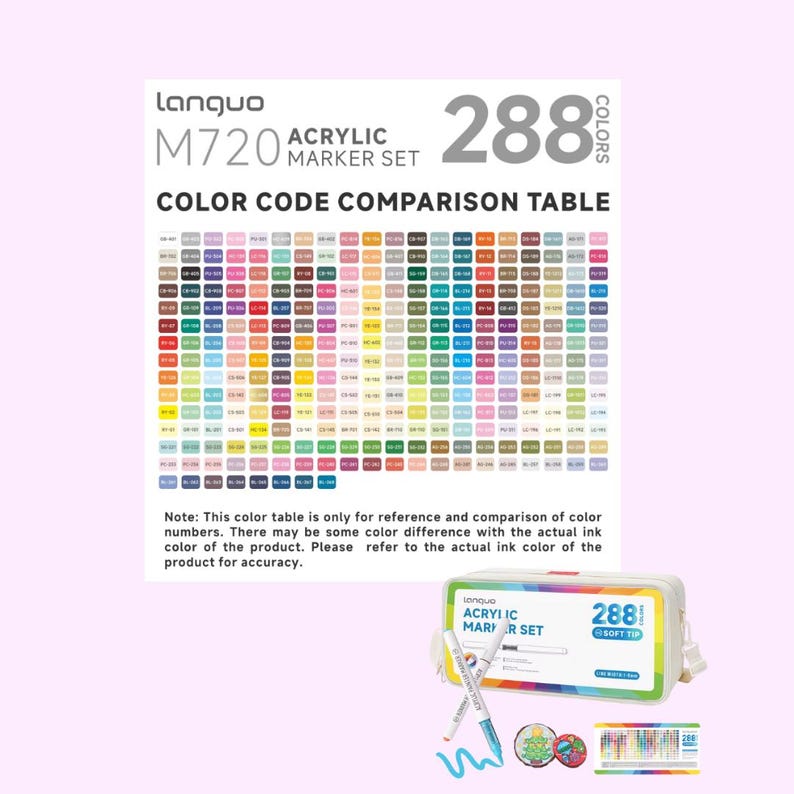 Languo 288 Color Swatch Card | Blank Printable Marker Chart With Codes ...