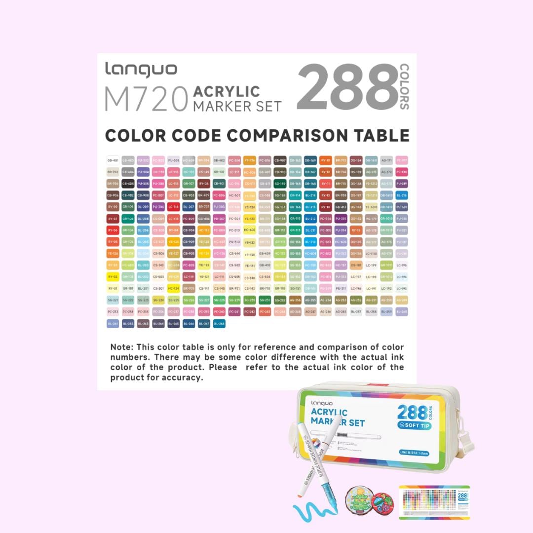 Languo 288 Color Swatch Card | Blank Printable Marker Chart With Codes ...