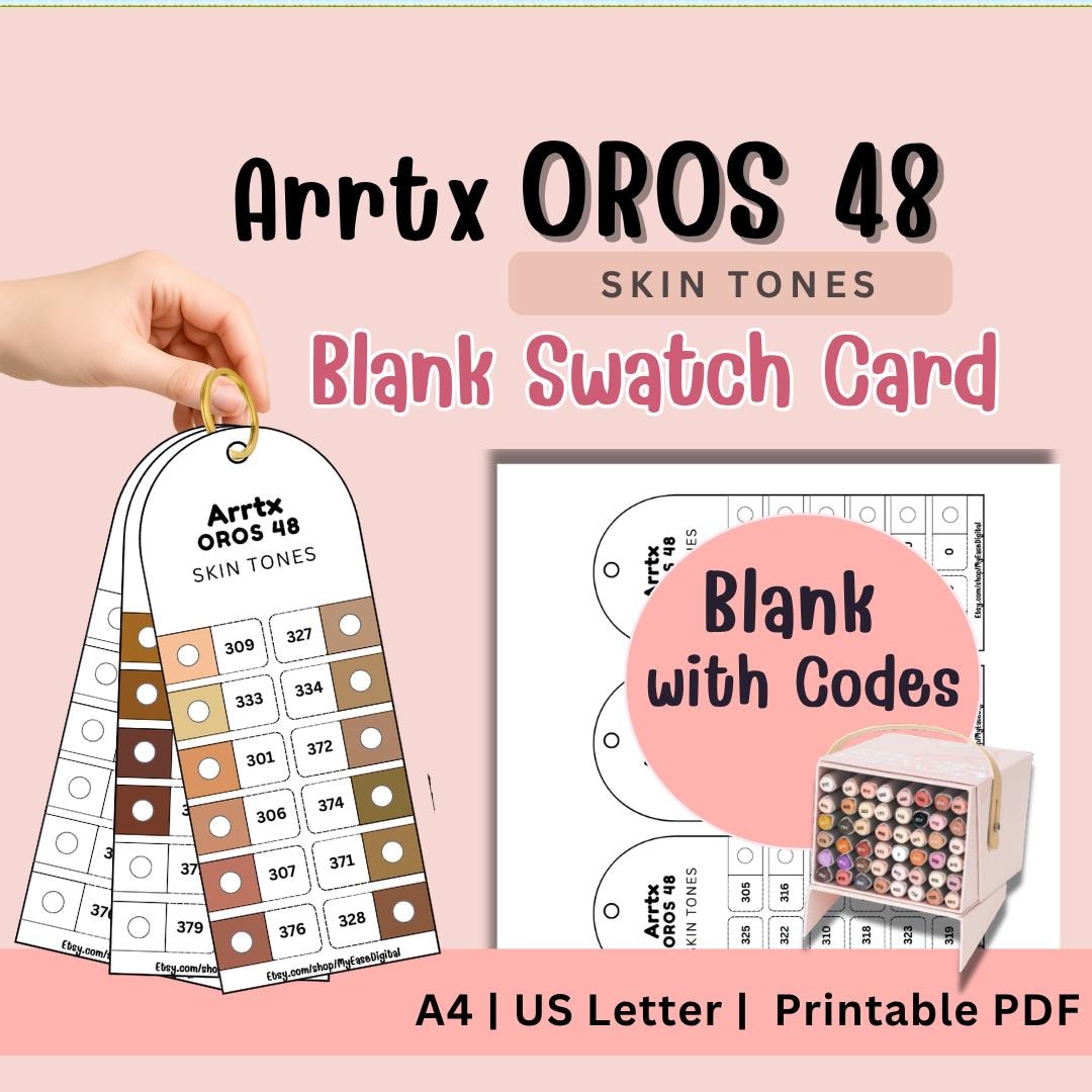 Arrtx OROS 48 Skin Tone Swatch Card | Alcohol Marker 48 Color Chart ...