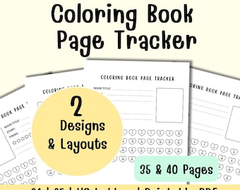 Coloring Book Page Tracker Printable 35 40 Pages Page Log A4 A5 US Letter PDF Left Right Layout Digital Download