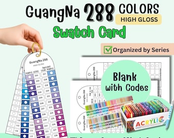 GuangNa 288 High Gloss Acrylic Marker Swatch Card, Blank Color Chart, Printable PDF A4 US Letter