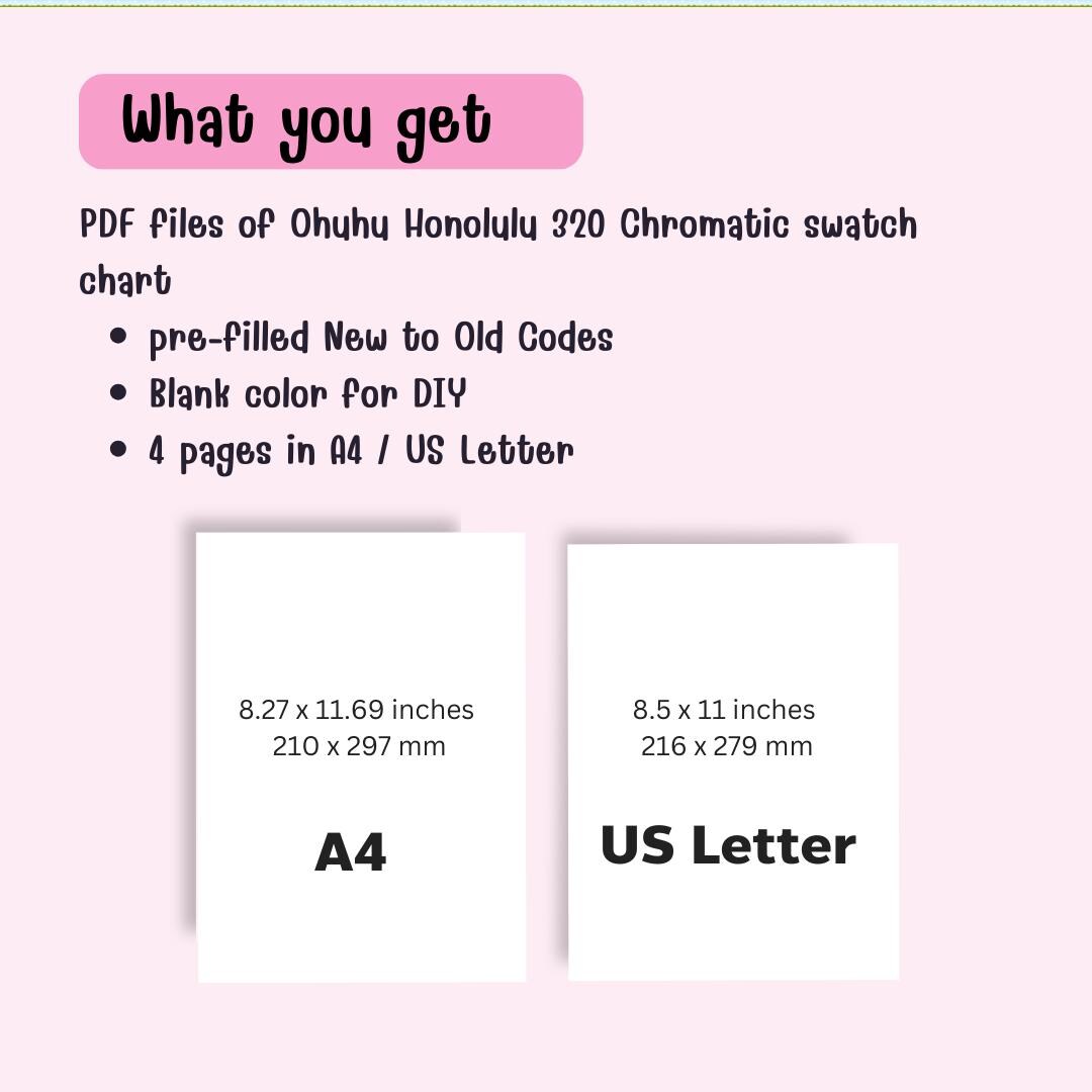 Ohuhu 320 Honolulu Swatch Chart Printable | New and Old Codes ...