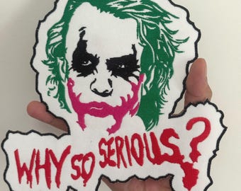 Joker, pourquoi si sérieux, symbole du tueur psychopathe The Dark Knight pour broderie, écussons thermocollants à coudre