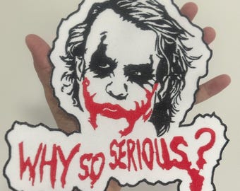 Joker, pourquoi si sérieux, symbole du tueur psychopathe The Dark Knight pour broderie, écussons thermocollants à coudre
