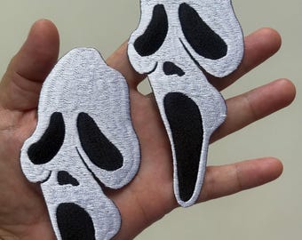 2Pcs. Scream in movies Screaming Psychotic killer symbol Embroidery Iron-On Sew-On Patches