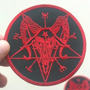 2 stuks Baphomet geit pentagram bovennatuurlijk Lucifer mysterie Satan symbool borduurwerk opstrijkbare opnaaibare patches