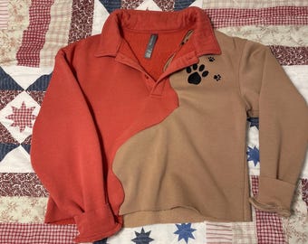 Color block pull over with paw design