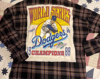 upcycled dodgers World Series flannel
