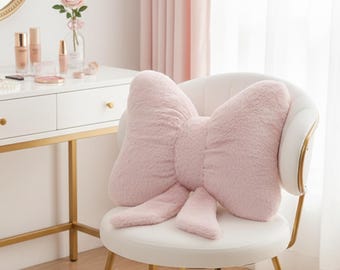 Plush bow pillow for glam, girly bedrooms Pink White Black Bow Cushion
