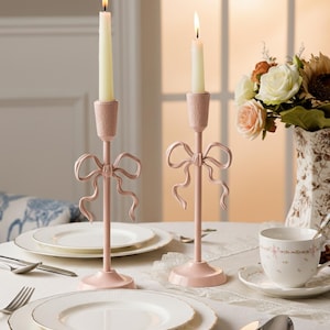 Pink bow candle holder