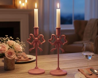 Bow Candlestick Holder – Vintage French-Style Metal Candle Stand