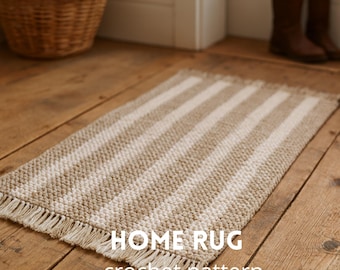 Crochet Stripes Rug PDF Pattern: Beginner Friendly, Farmhouse Style (Digital Download)