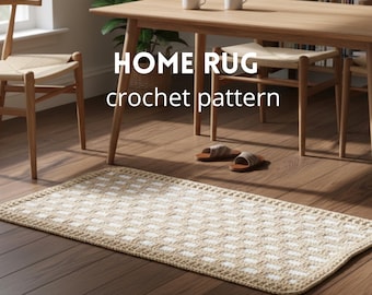 HOME RUG Crochet Pattern – Modern Check Weave | Instant PDF Download