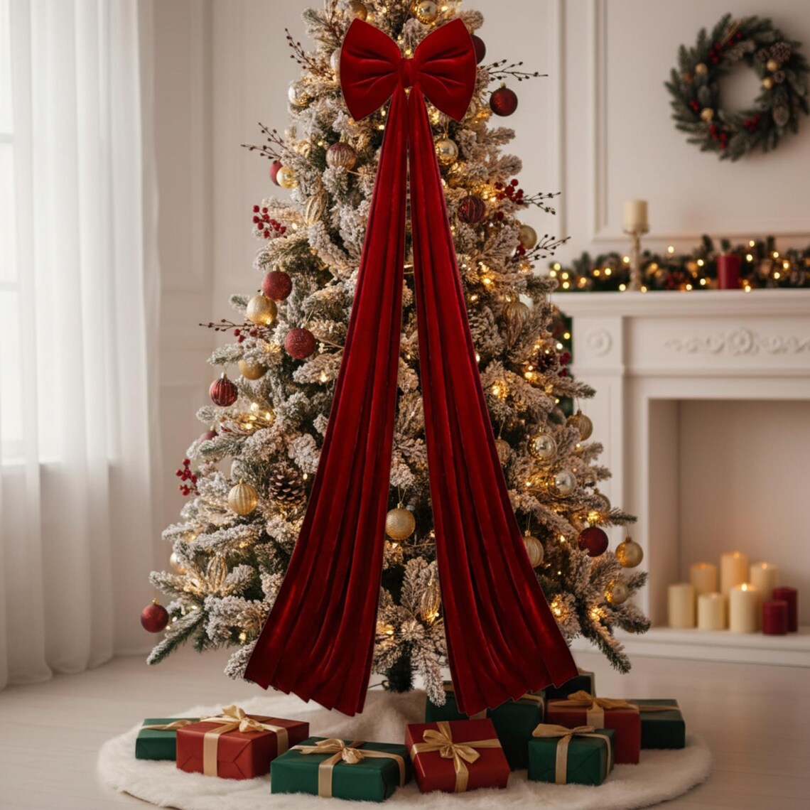 Luxury Velvet Christmas Tree Bow Topper – Extra Large Holiday ...