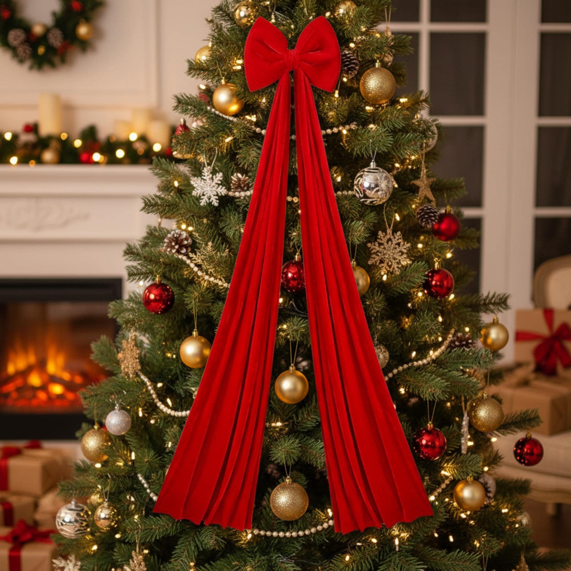 Luxury Velvet Christmas Tree Bow Topper – Extra Large Holiday ...