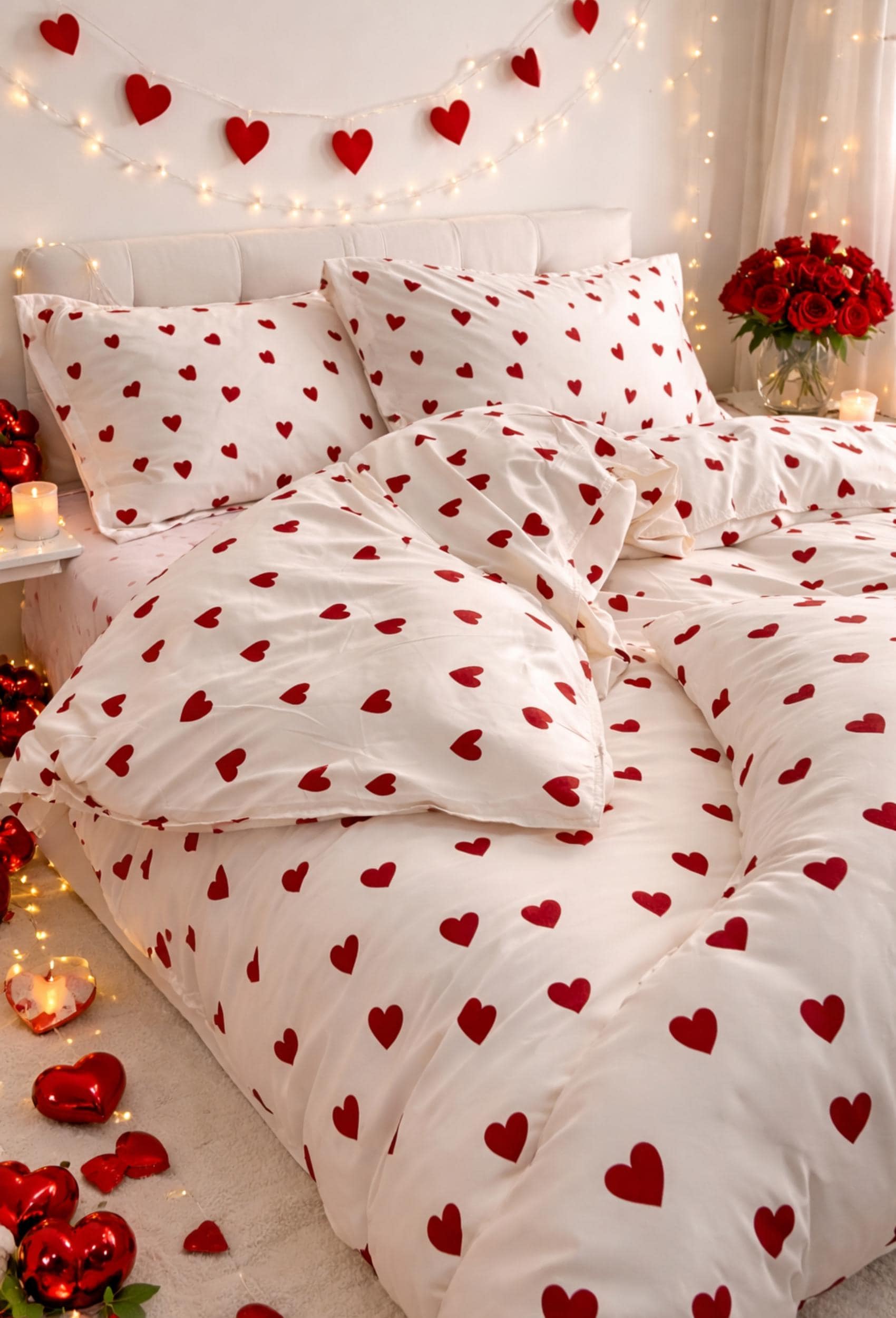 Discover Red Heart Bedding Set Romantic Valentines Duvet Cover and Pillowcase Set