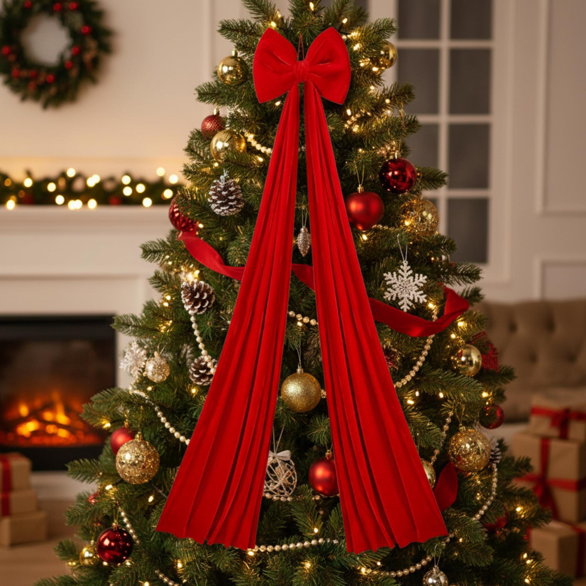 Luxury Velvet Christmas Tree Bow Topper – Extra Large Holiday ...