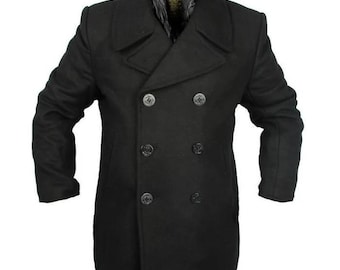 Vintage 1960's Midnight Blue Naval Pea Coat | Size S - Www