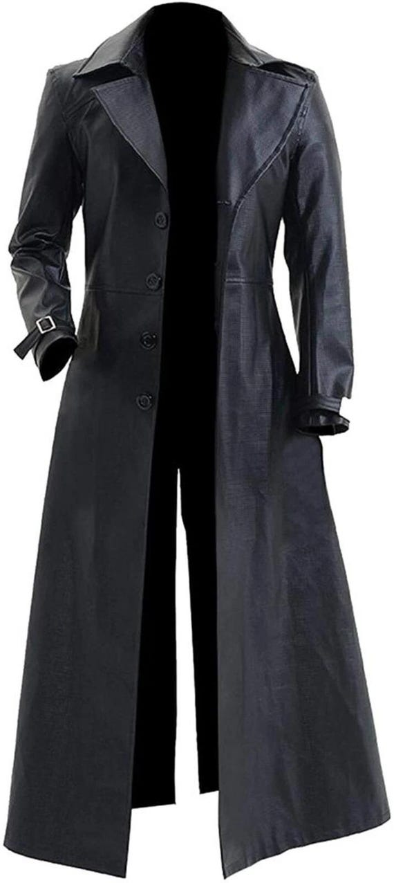 Men's Albert Wesker Black Leather Long Coat: Resident Evil 5 Cosplay Costume