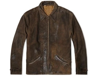 Herren Skyfall Distressed Braune Lederjacke, James Bond Vintage Style