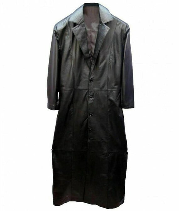 Undertaker Black Real Leather Long Coat, Cosplay Costume