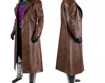 Herren Gambit Deadpool 3 Braun Leder Trenchcoat