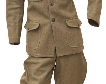 US Militär Inspirierte Braune Wolluniform: Wollarmee Tunika & Jodhpurs
