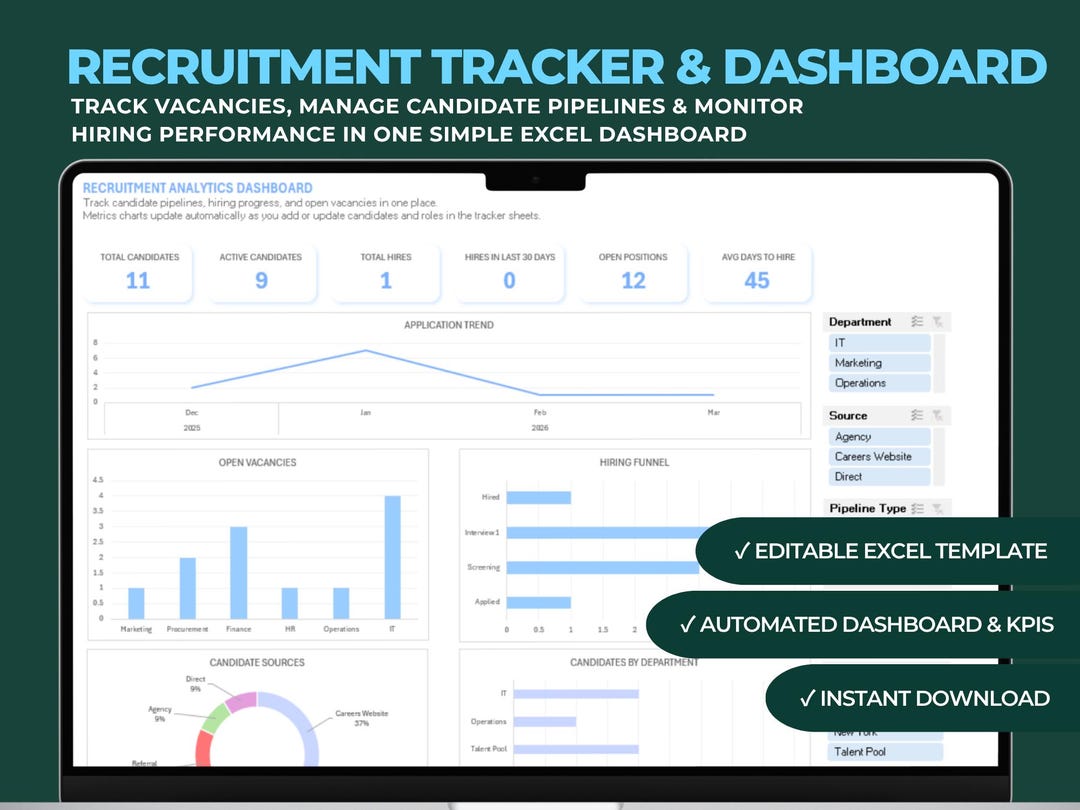 Recruitment Tracker Excel Template | Hiring Tracker & Dashboard ...