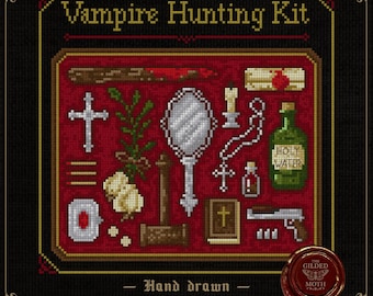 Kit de caza de vampiros / Patrón de punto de cruz gótico victoriano / Bordado oscuro y ocultista en PDF