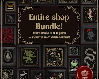 ショップ全体のクロスステッチバンドル • 100種類以上のゴシック＆中世のパターン • 印刷可能なPDFチャート • すぐにダウンロード • サンプルパック