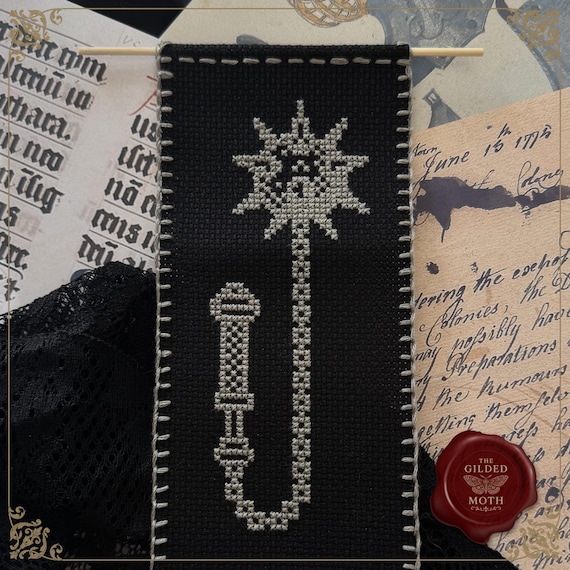 Medieval Flail counted Cross Stitch Pattern • Gothic Blackwork Weapon PDF • Dark Fantasy Mace Embroidery • One-Colour Minimalist Pattern
