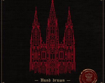 Cathedral Architecture | Gothic Cross Stitch Pattern | Medieval Silhouette Embroidery PDF