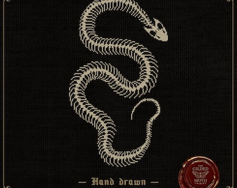Snake Skeleton | Gothic Counted Cross Stitch Pattern | Dark Anatomy Serpent Embroidery PDF