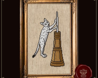 Rare middeleeuwse katten! Kruissteekpatroon kat boter karnen