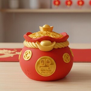Jaar van het Paard (2026) Snackpot | Opbergpot voor fortuin voor maannieuwjaar | Chinees nieuwjaarsdecoratie | Twee maten beschikbaar