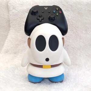 Jumbo size (24cm) Shy Guy from S Mario Bros Controller Holder | Multiple colours available | Console Accessory | 3D printed gaming gift White Blue Shoes