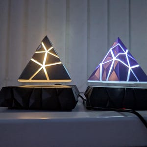 Levitating Pyramid Lamp | 3D Printed LED Night Light with Touch Control image 3