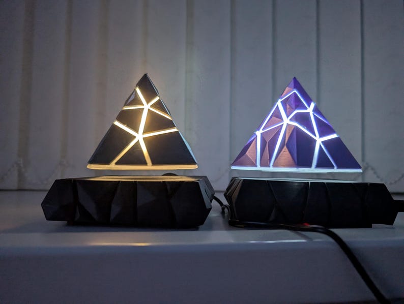 Levitating Pyramid Lamp | 3D Printed LED Night Light with Touch Control image 3
