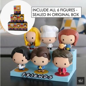 FRIENDS x Mcdonald's Collectible Figures Set with Display Stand (6 Figures) | 3D Printed Stand Sky blue